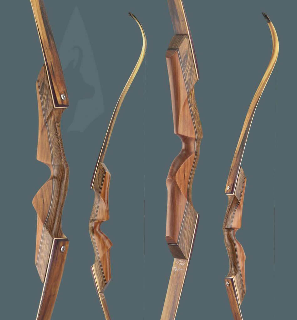 Arco ricurvo TD Testarossa con flettenti in tasso e riser Bocote e Rosa
